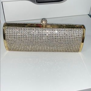 Gold rhinestone clutch